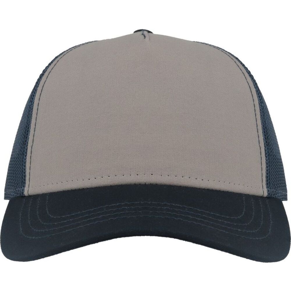 Atlantis Unisex Adult Rapper 5 Panel Canvas Recycled Trucker Cap / Gray/Navy